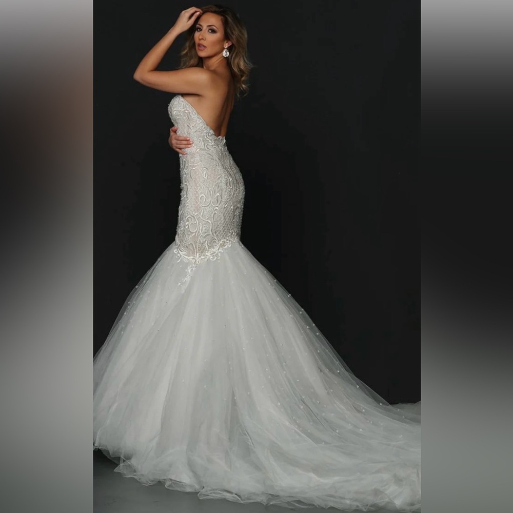Simone Carvalli 90372 White Sweetheart Neckline Strapless Wedding Dress, Size 20